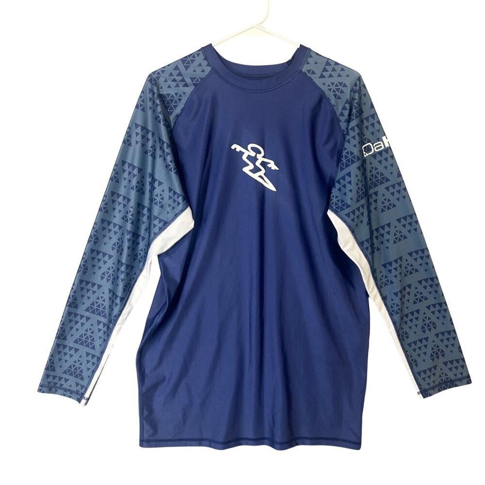 Da Hui Mens XXL Navy Blue Long Sleeve Rash Guard Swim Tee EUC